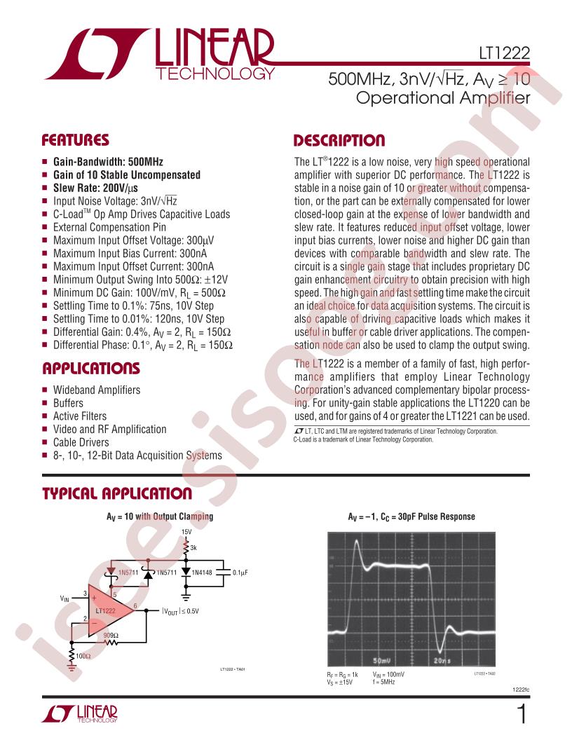 LT1222 Datasheet