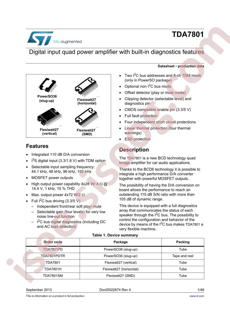 TDA7801 Data Brief