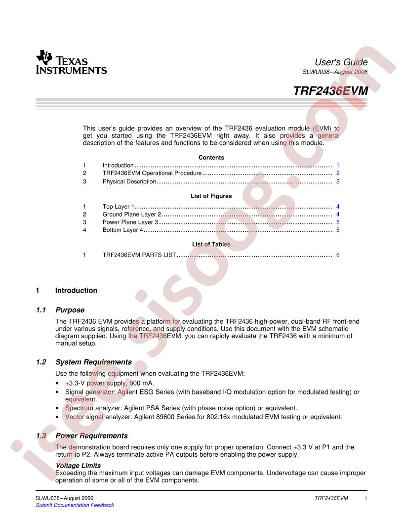 TRF2436EVM Guide