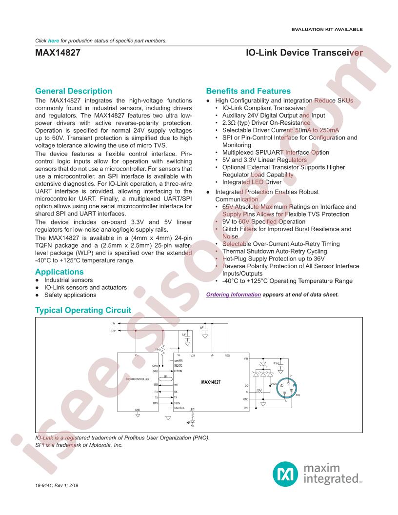 MAX14827 Datasheet