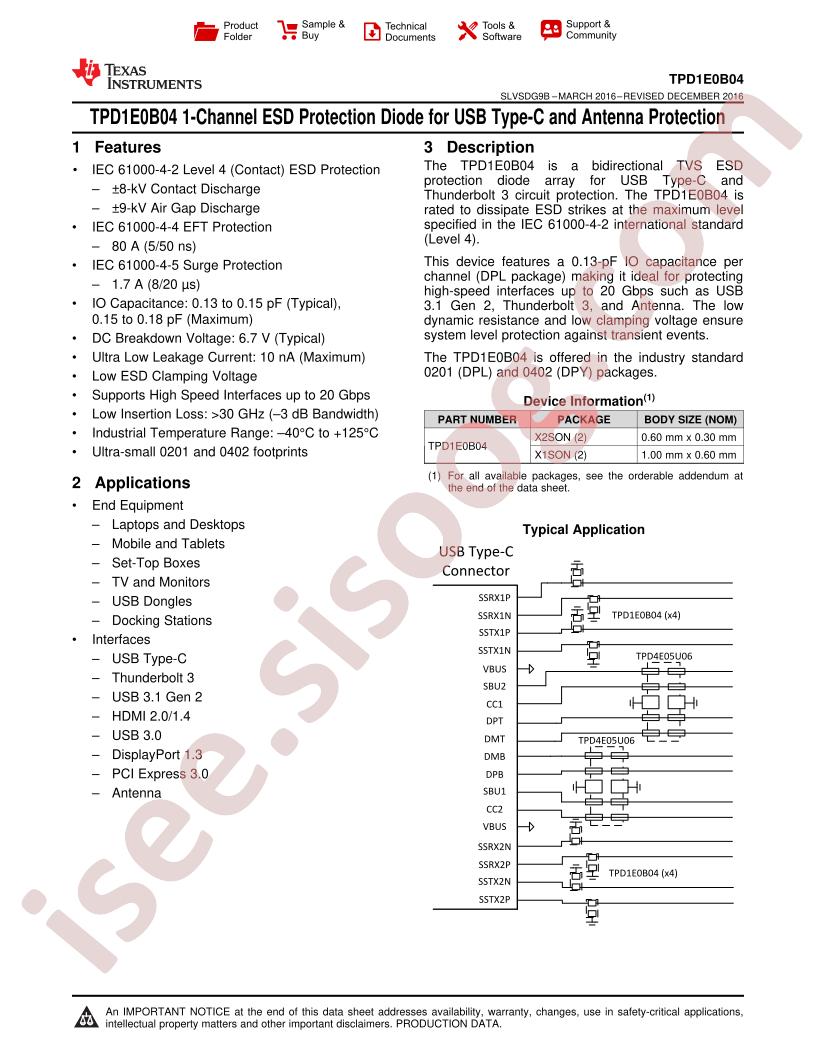 TPD1E0B04 Datasheet