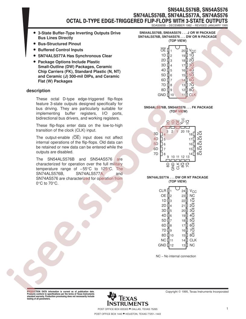 SN54/74ALS576B/577A, SN54/74AS576