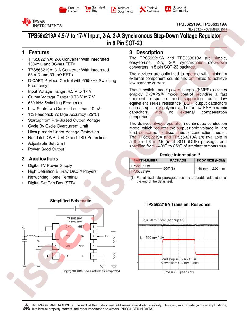 TPS562219A, TPS563219A Datasheet