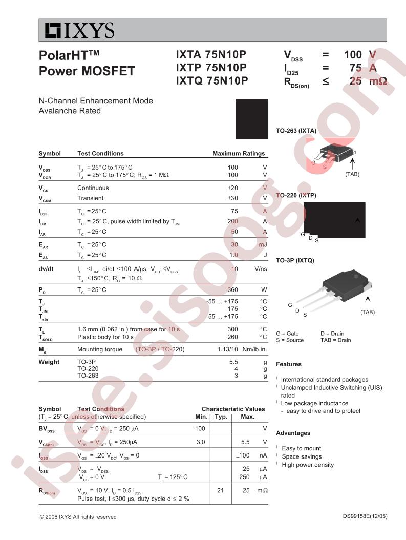 IXT(A,P,Q)75N10P