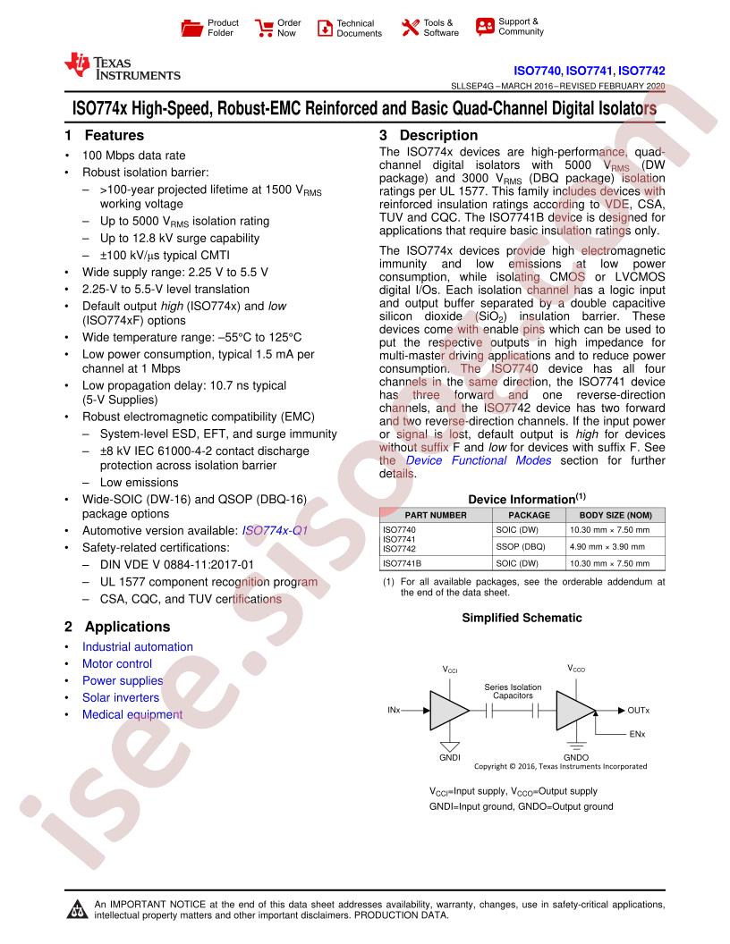 ISO7740 - ISO7742 Datasheet