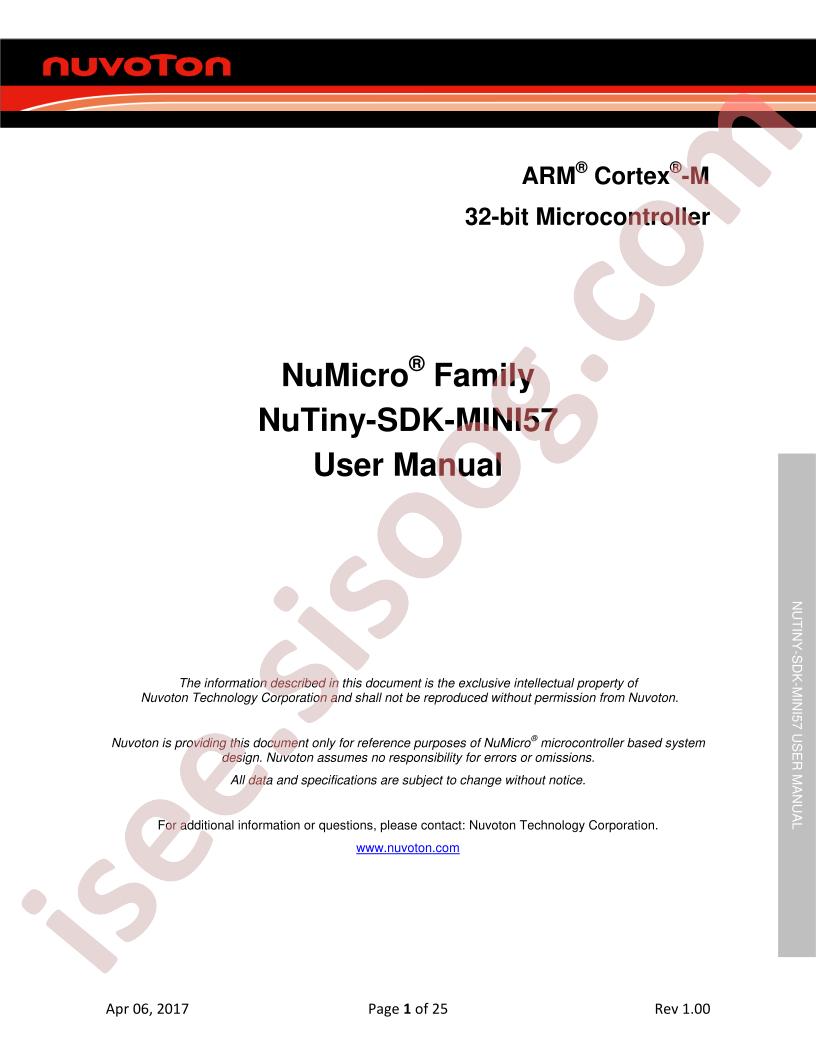 NuTiny-SDK-MINI57 User Manual