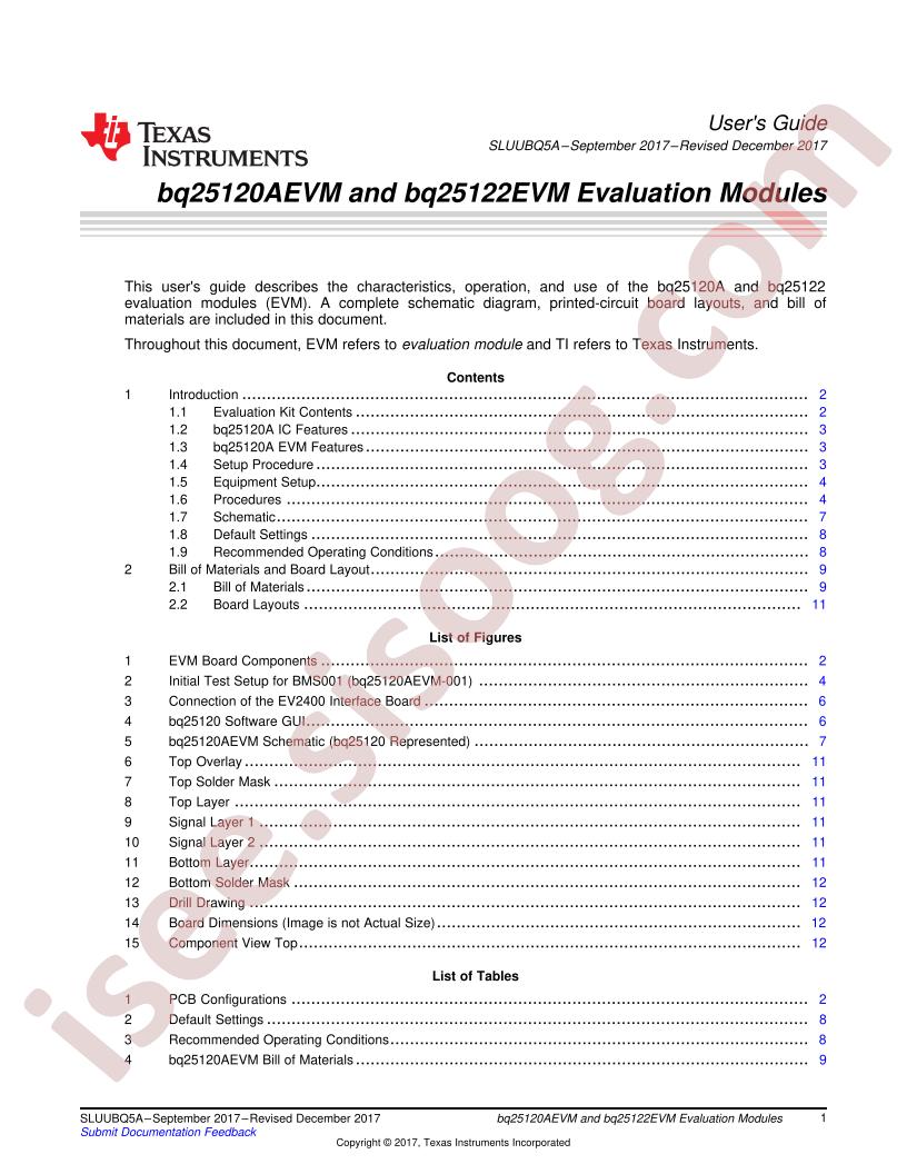 BQ25120A, BQ25122 EVM User Guide