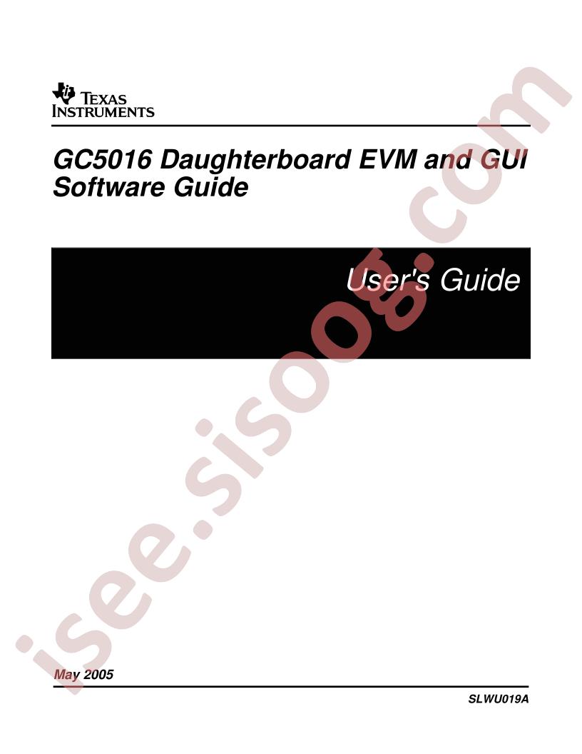 GC5016 Daughterboard EVM