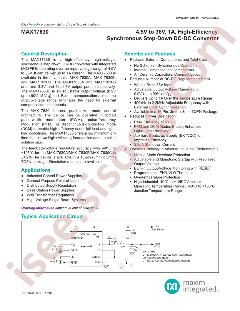 MAX17630 Datasheet