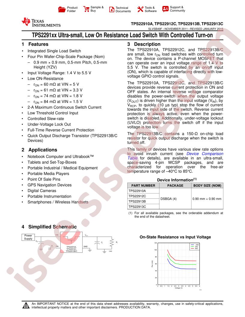 TPS22910A, 12C, 13B, 13C