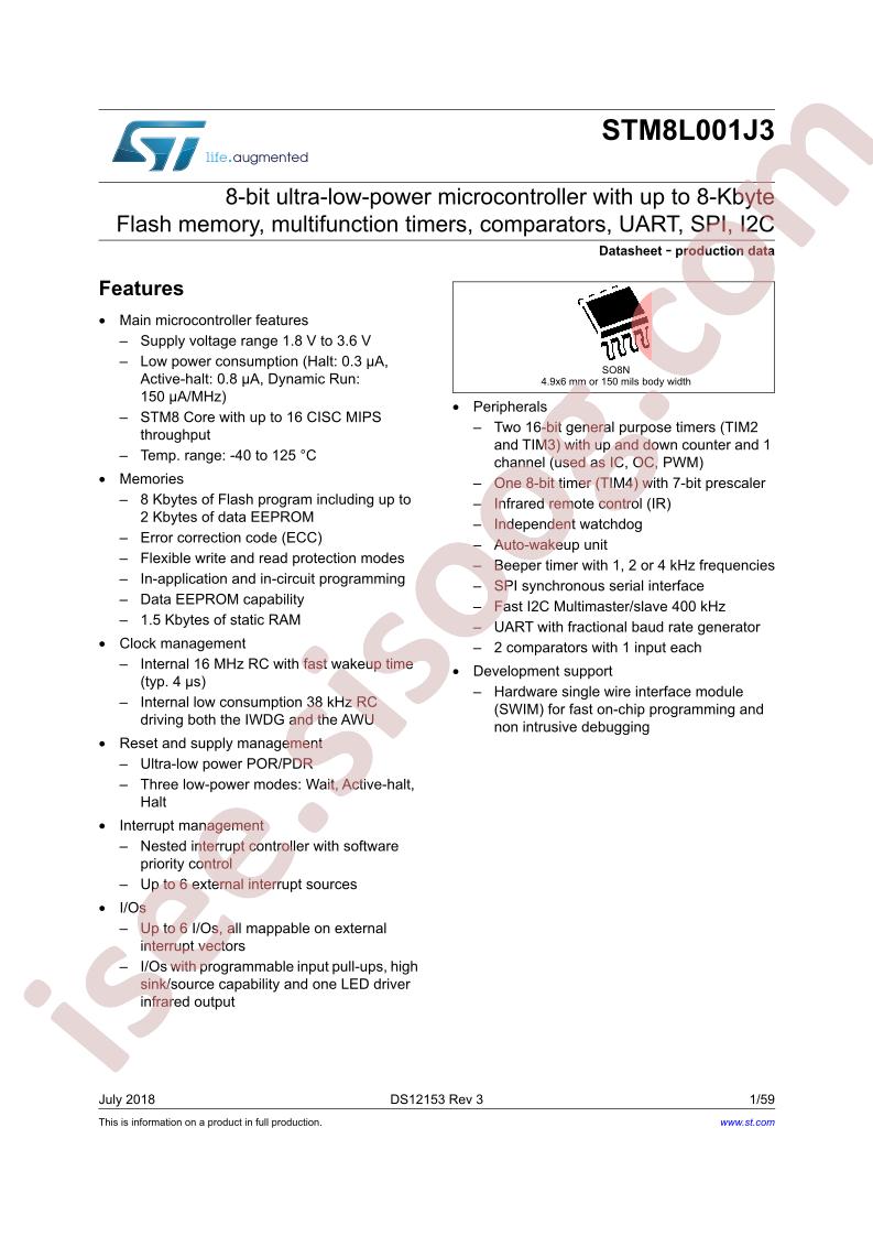 STM8L001J3 Datasheet