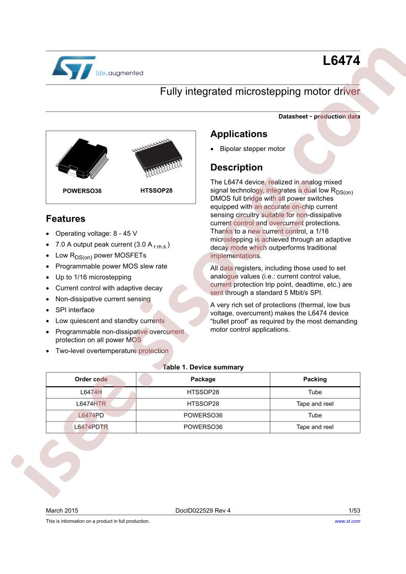 L6474 Datasheet