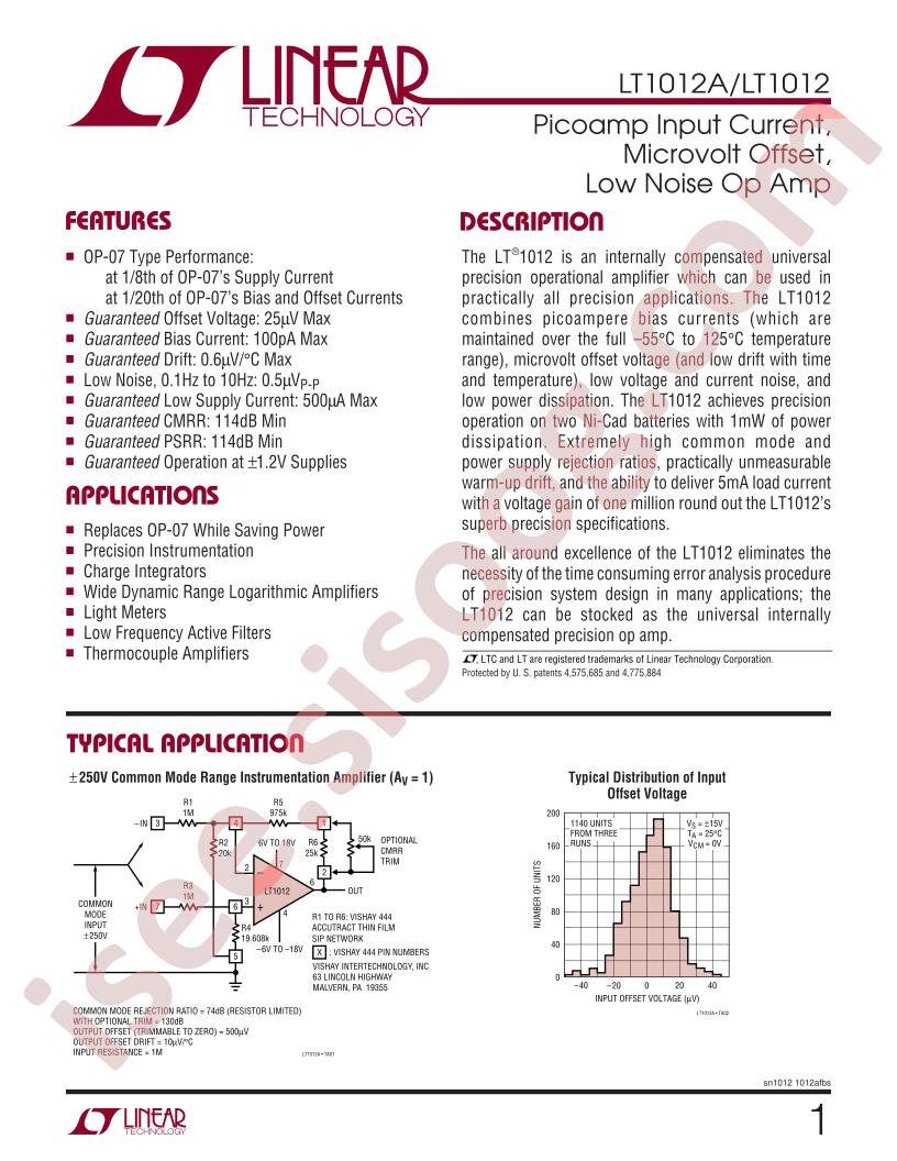 LT1012(A) Datasheet