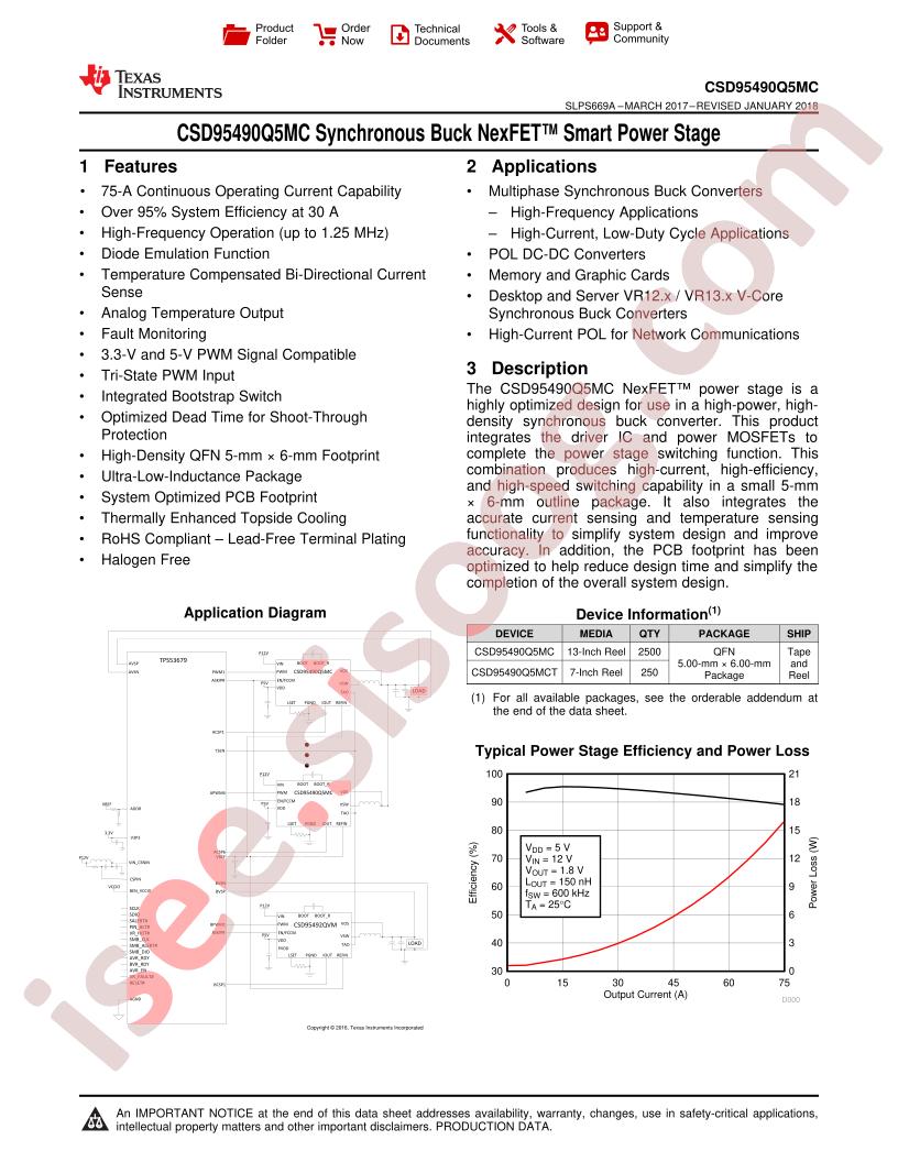 CSD95490Q5MC Datasheet
