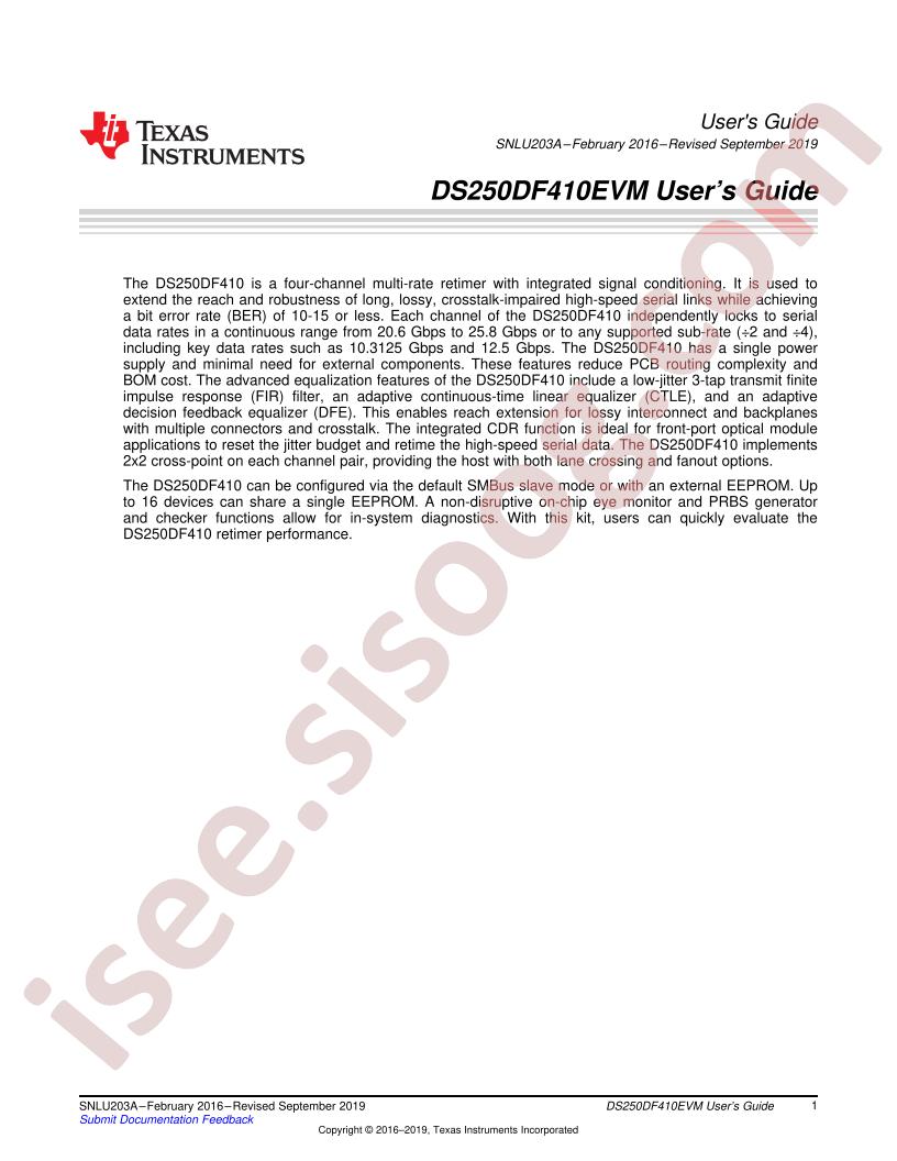 DS250DF410EVM User Guide