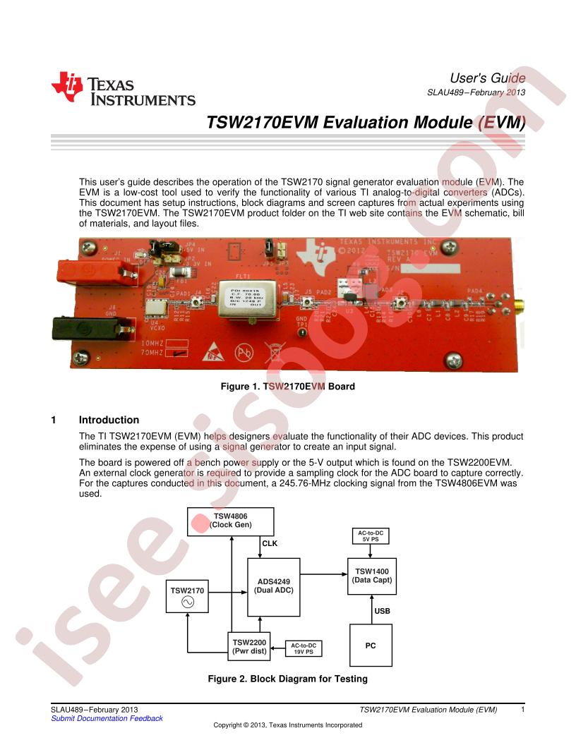 TSW2170EVM User Guide