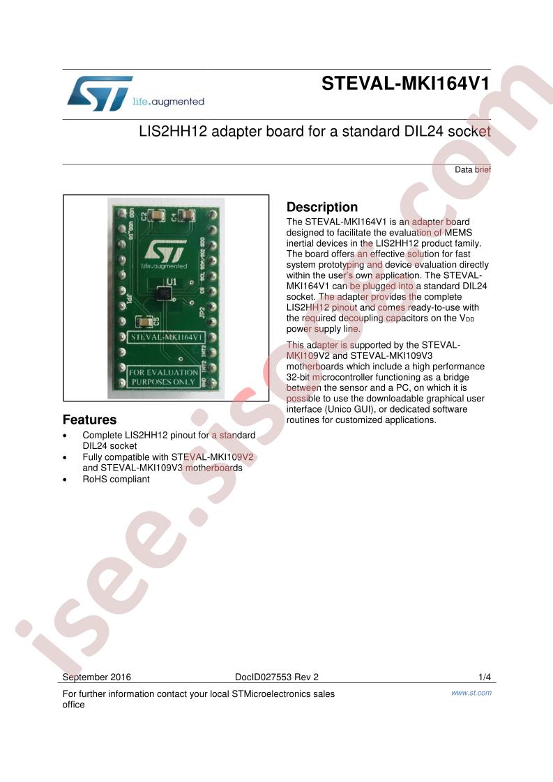 STEVAL-MKI164V1 Data Brief