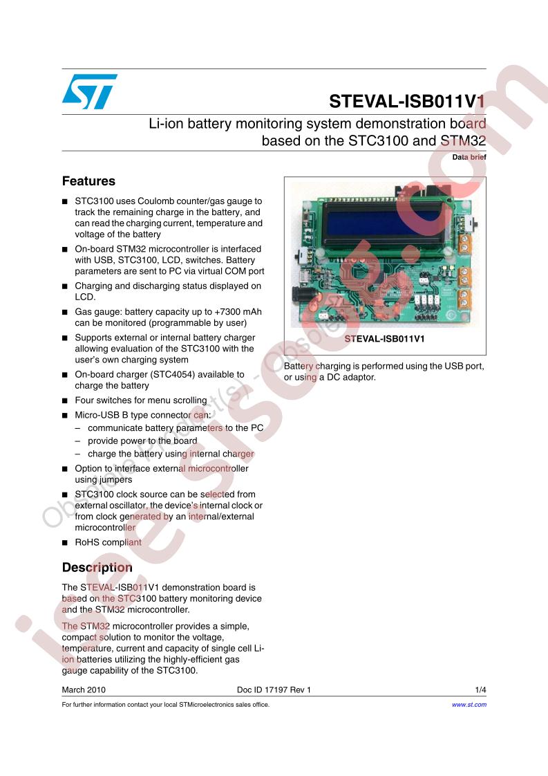 STEVAL-ISB011V1 Data Brief