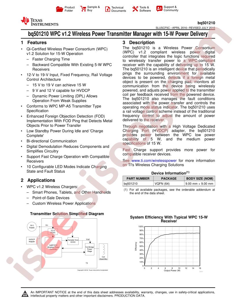 BQ501210 Datasheet