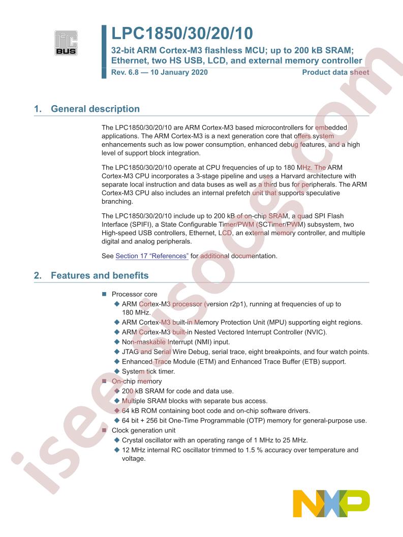 LPC1850,30,20,10 Datasheet