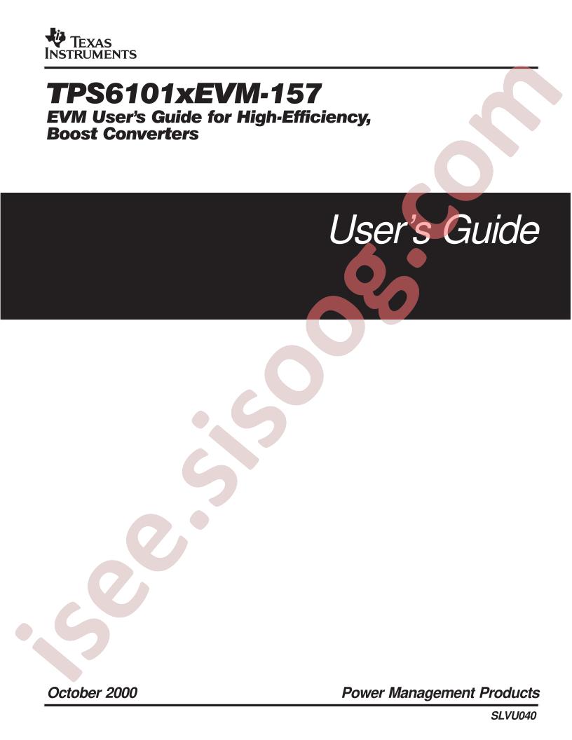 TPS6101xEVM-157 User Guide