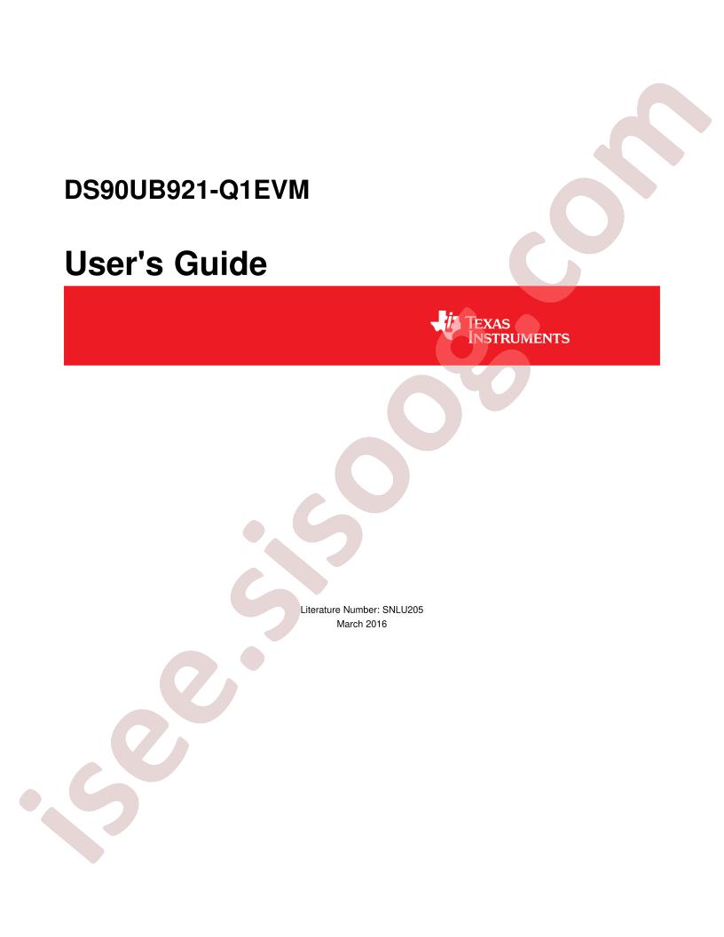DS90UB921-Q1EVM User Guide