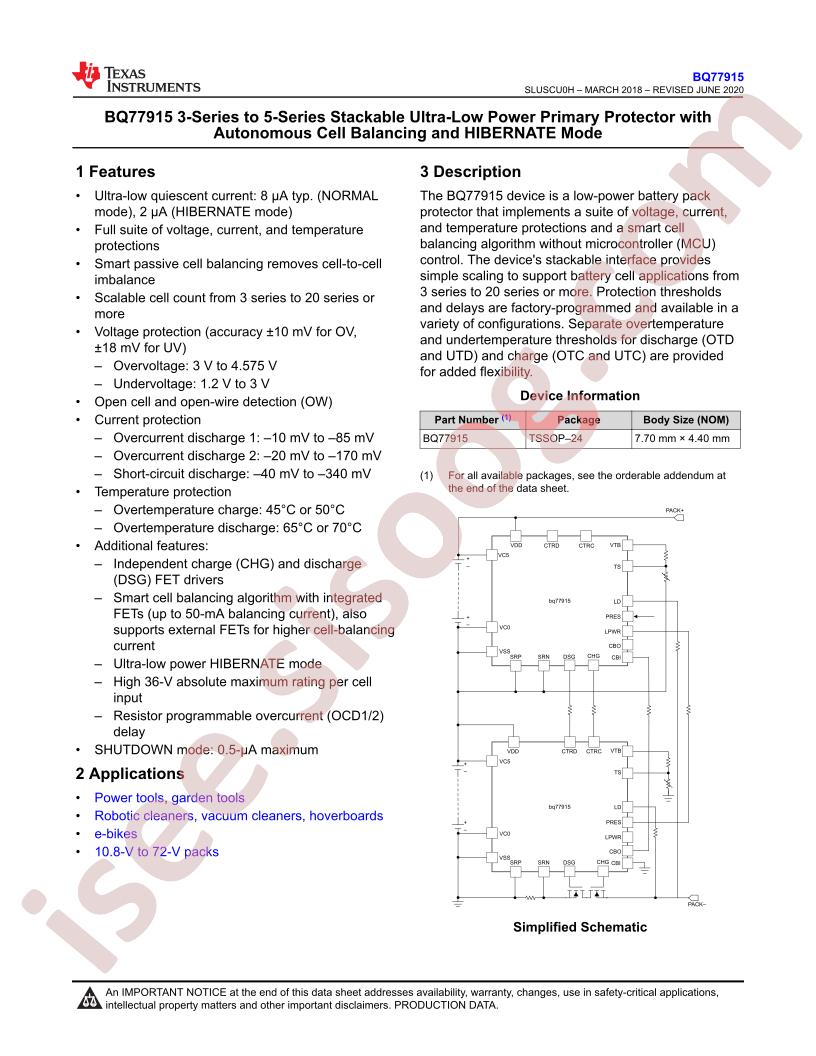 BQ77915 Datasheet