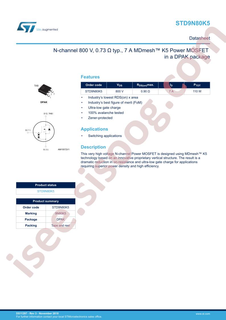 STD9N80K5