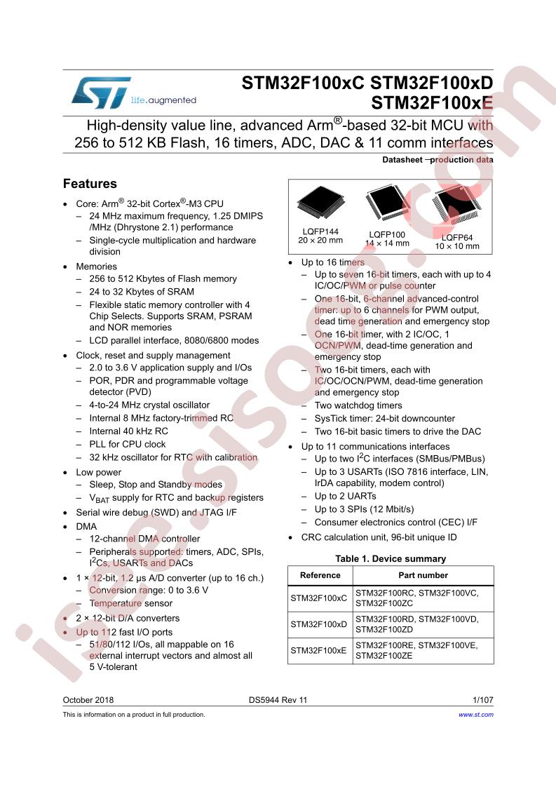 STM32F100xC,D,E Datasheet