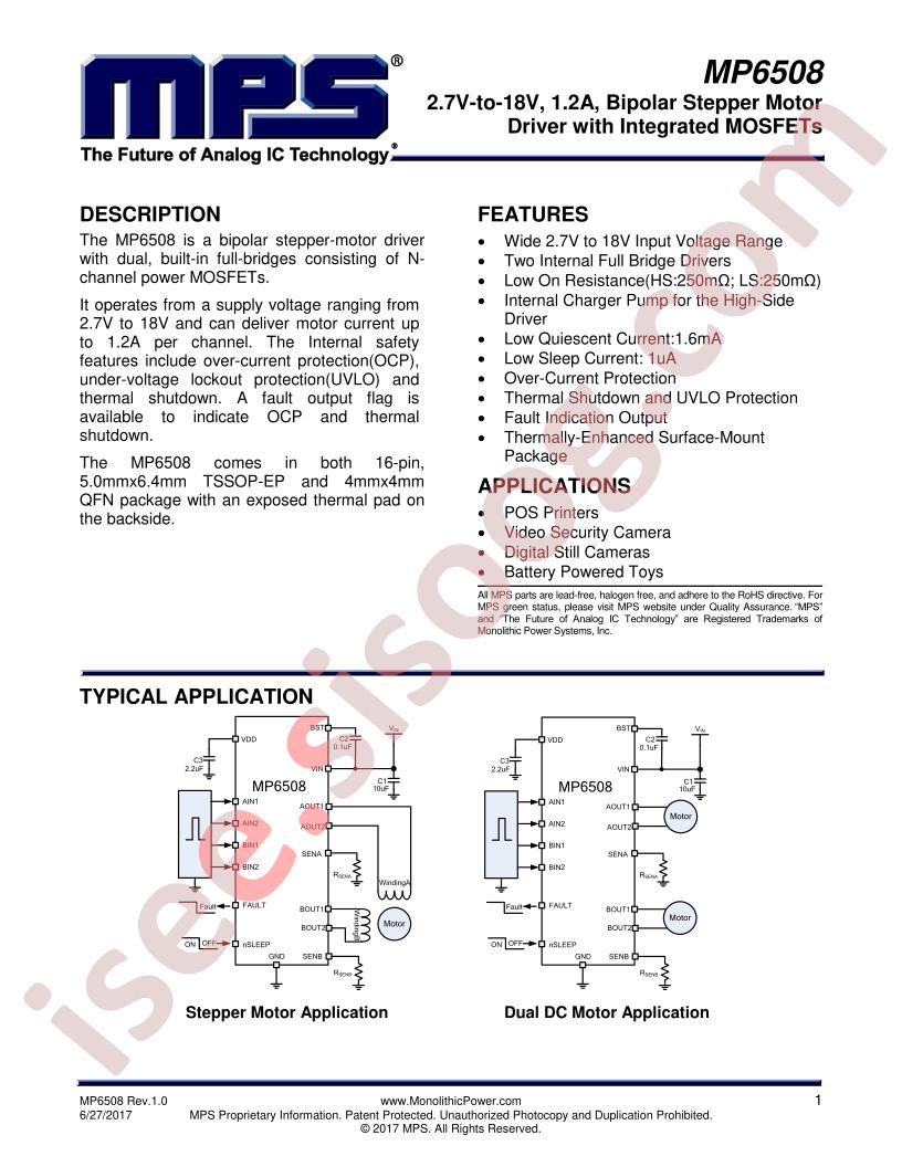 MP6508 Datasheet
