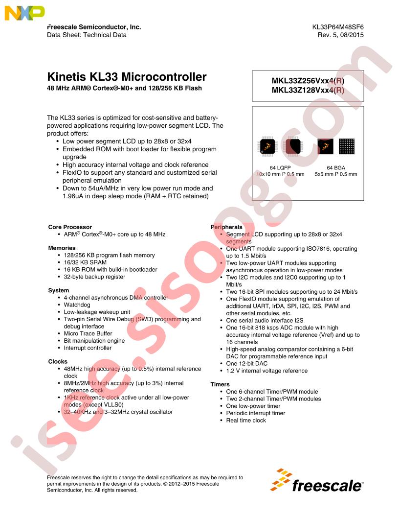 MKL33Z256Vxx4(R), 128Vxx4(R)
