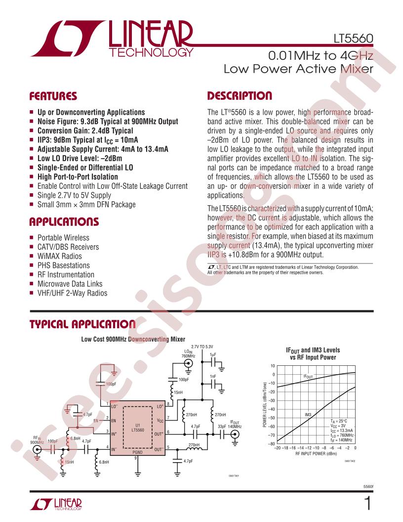 LT5560 Datasheet