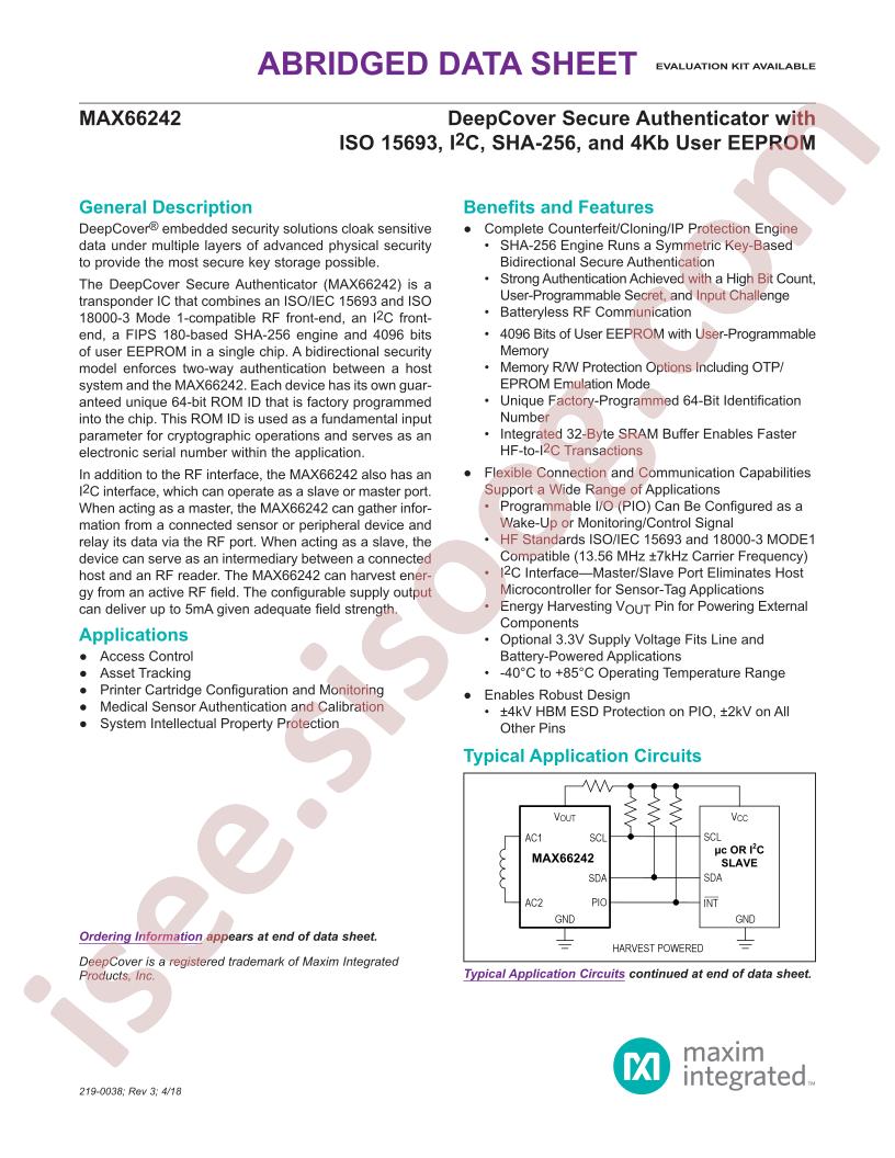 MAX66242 Abridged Datasheet