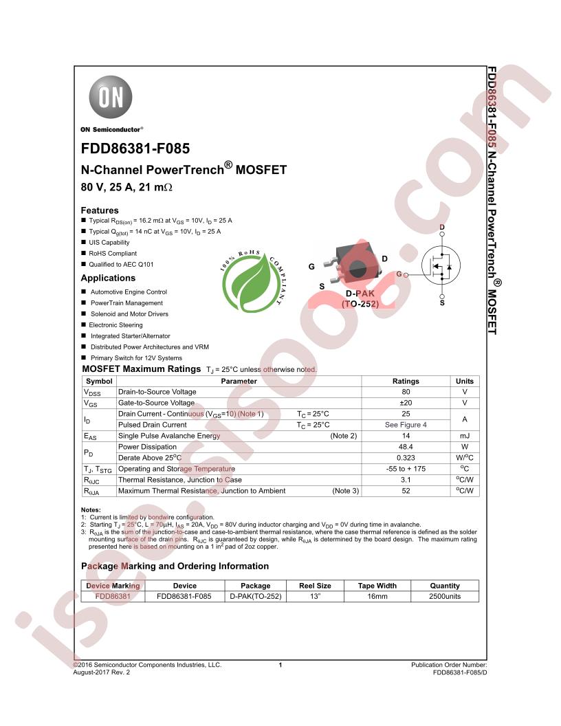 FDD86381_F085 Datasheet
