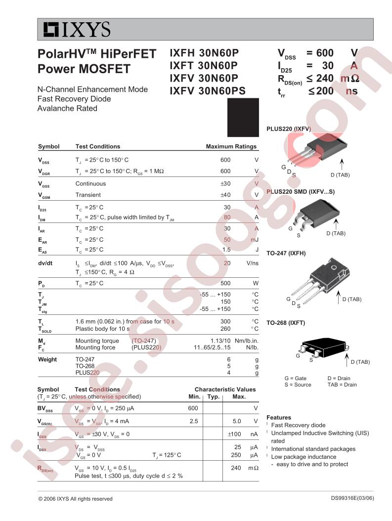 IXF(H,T,V)30N60P/PS
