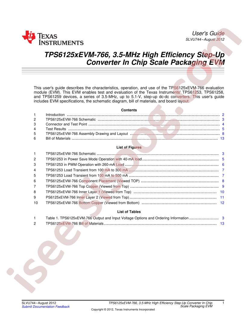 TPS6125xEVM-766 User Guide