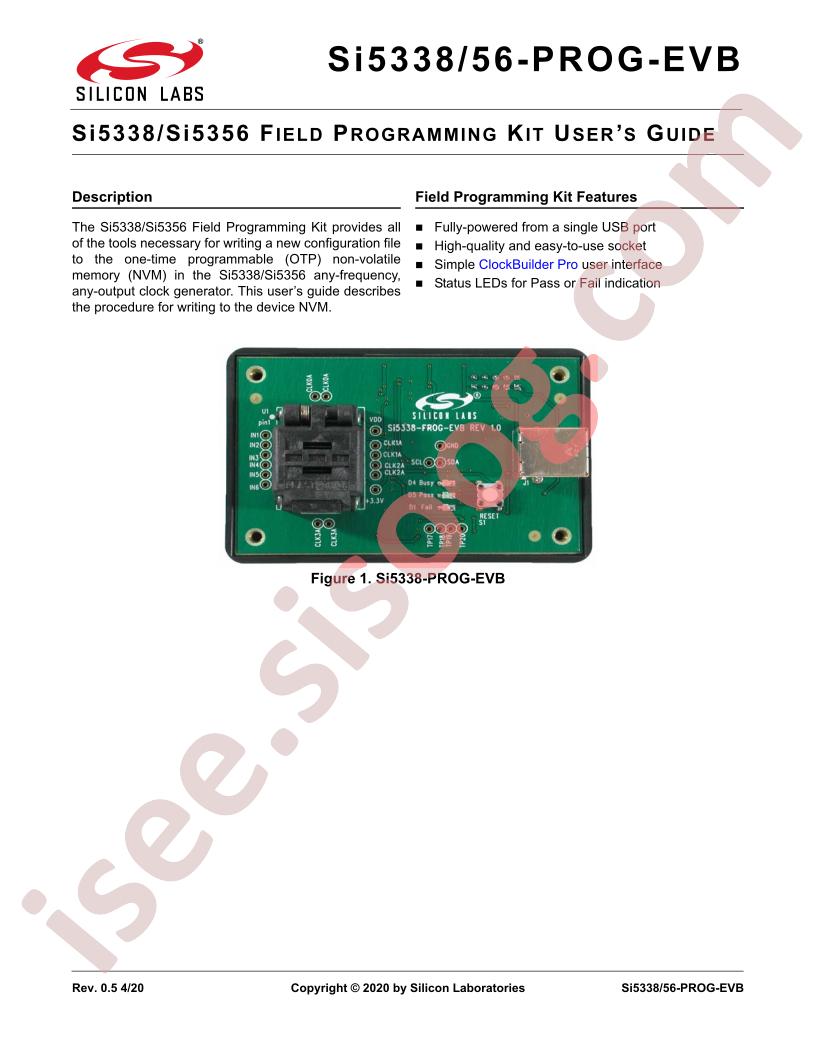 Si5338/56-PROG-EVB User Guide