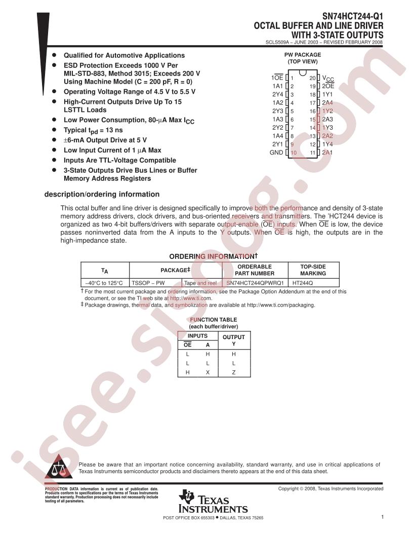 SN74HCT244-Q1