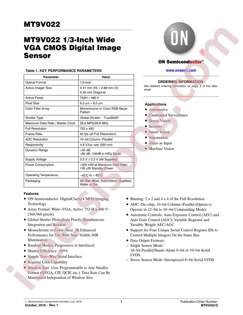 MT9V022 Datasheet