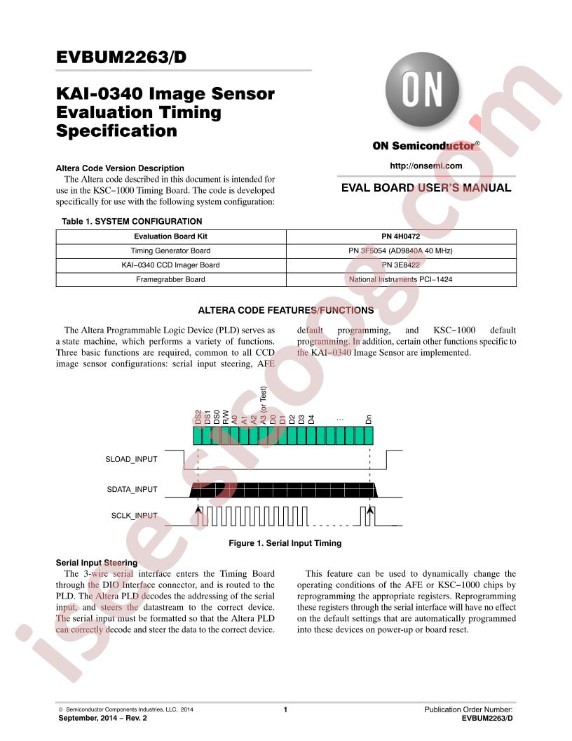 KAI-0340 Image Sensor Eval Timing Specification