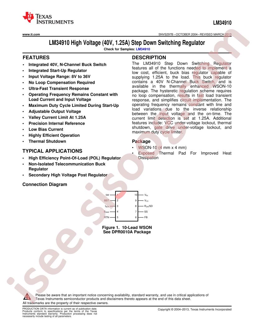 LM34910 Datasheet