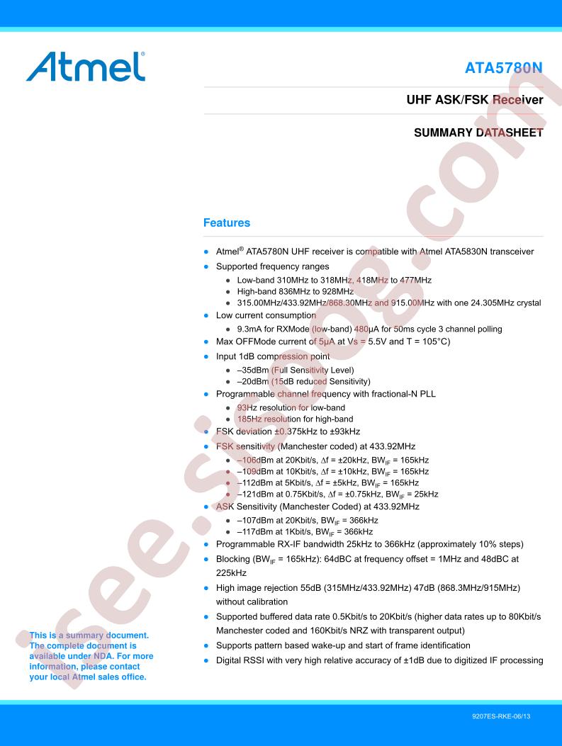 ATA5780N Summary