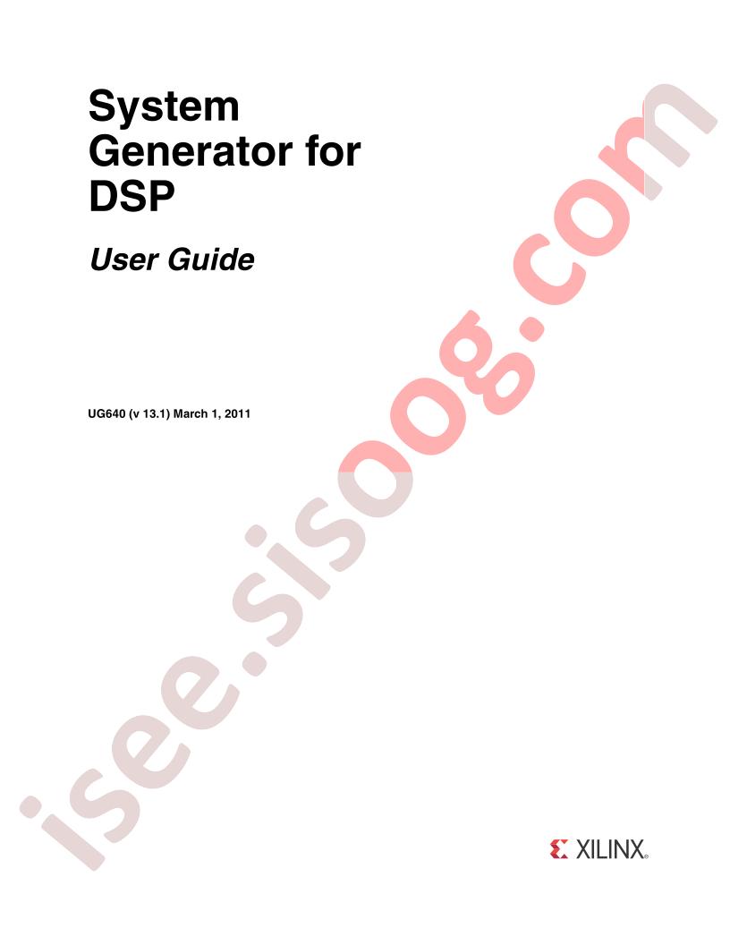 System Generator for DSP User Guide