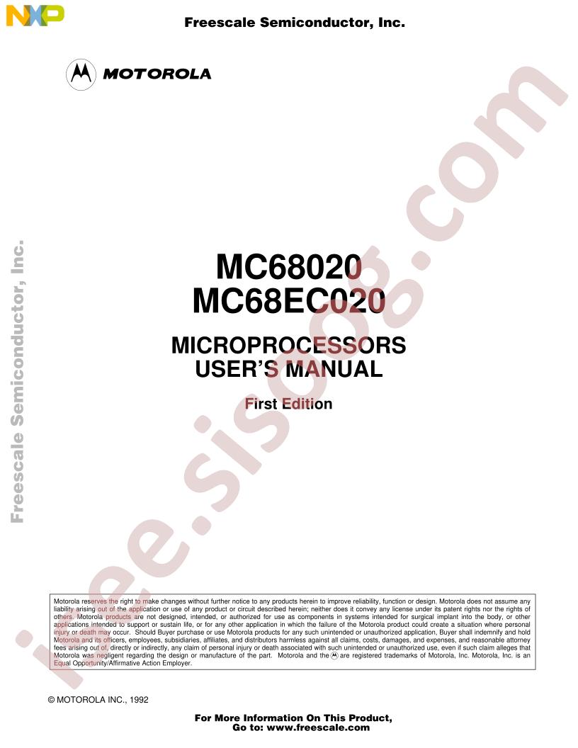 MC68020,68EC020 Users Manual