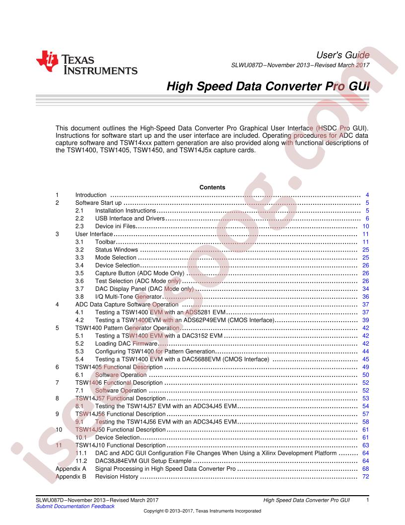 High Speed Data Converter Pro GUI User Guide