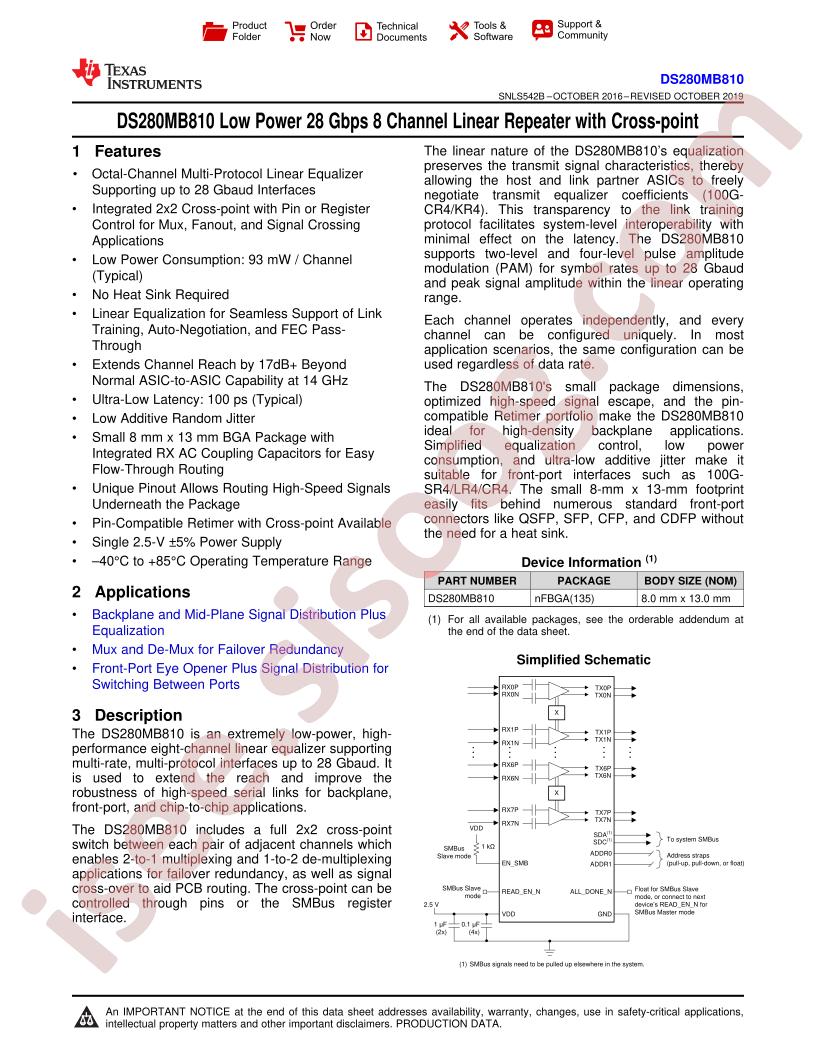 DS280MB810 Datasheet