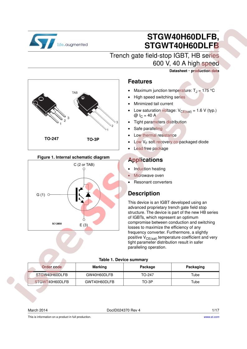 STGW(T)40H60DLFB