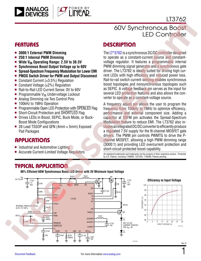 LT3762 Datasheet