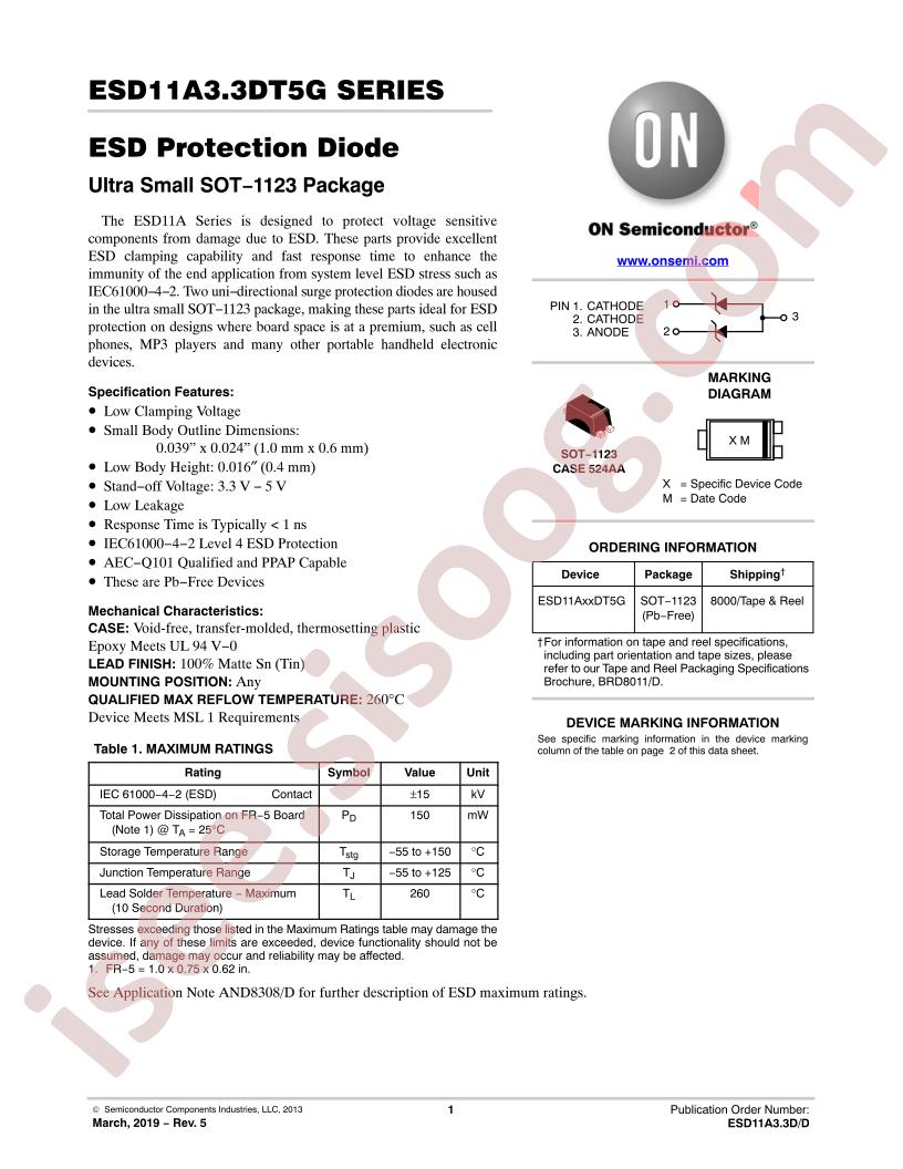 ESD11AxxDT5G Series