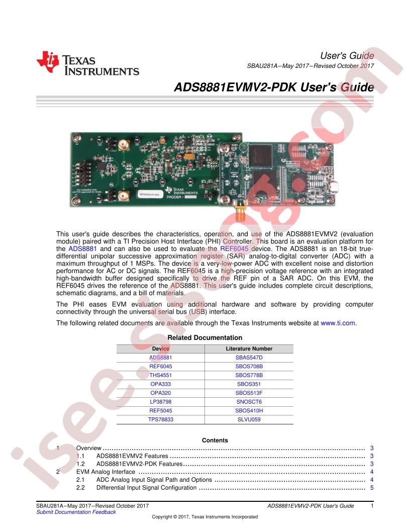 ADS8881EVMV2-PDK User Guide